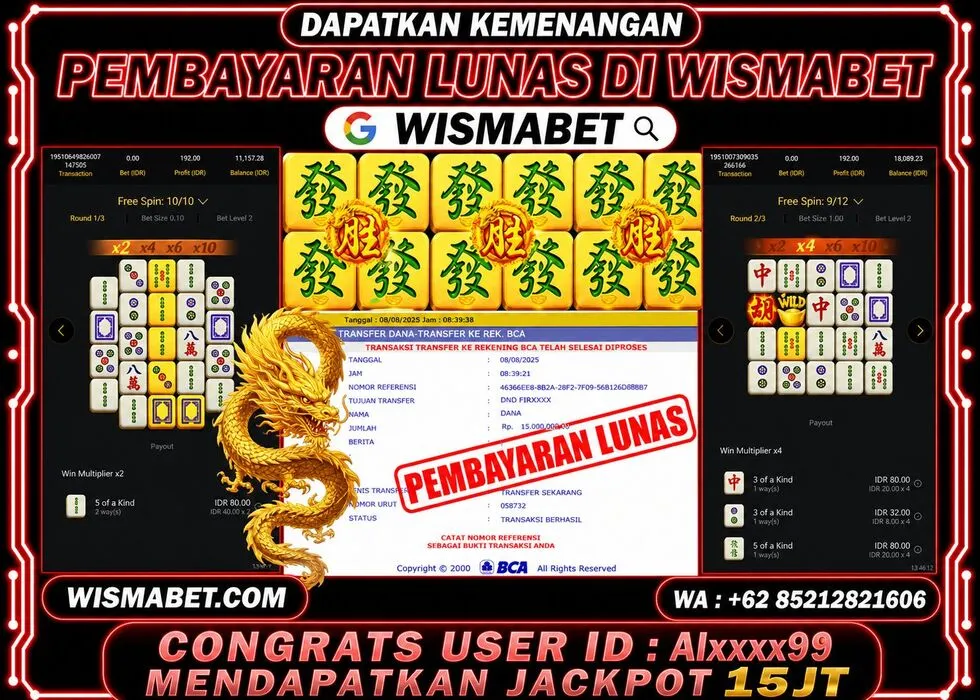 Wismabet - BUKTI KEMENANGAN Mahjong Ways Rp15,000,000,- LUNAS