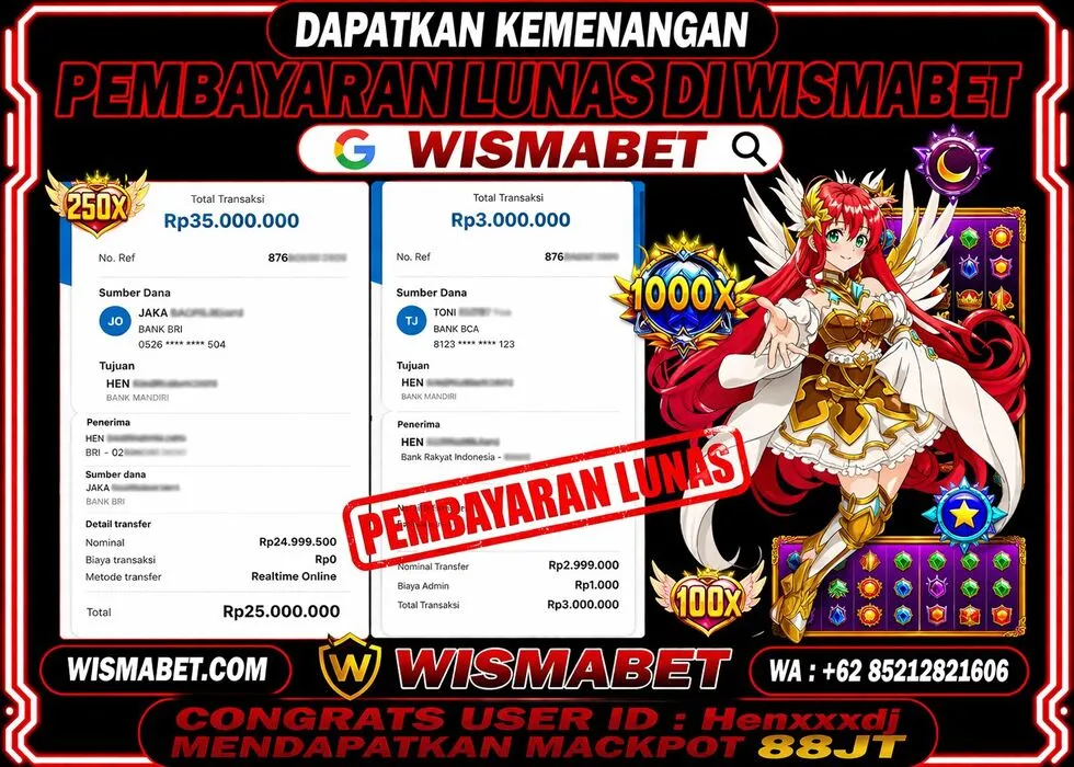 Wismabet - BUKTI KEMENANGAN PUTRI INCES ARYAGAMES Rp88,000,000,- LUNAS