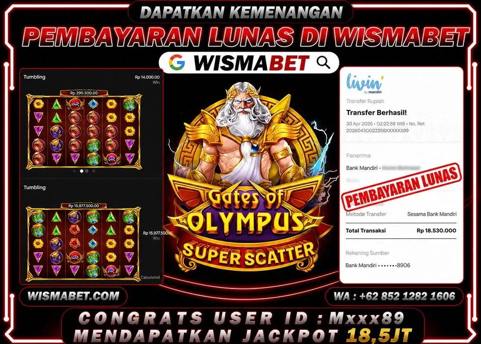 BUKTI KEMENANGAN Gates of Olympus Super Scatter Rp18,500,000- LUNAS