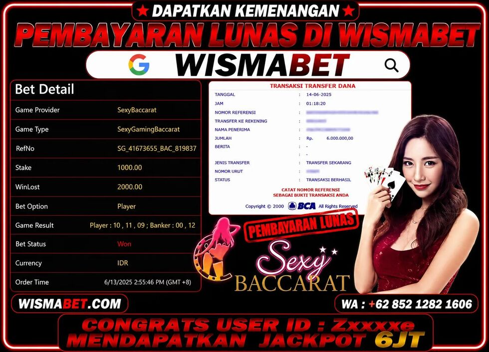 BUKTI KEMENANGAN Live casino sexy baccarat Rp6,000,000- LUNAS