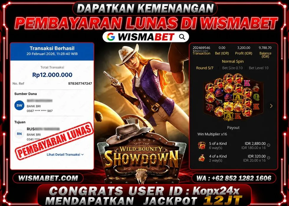 BUKTI KEMENANGAN Wild Bounty Showdown Rp12,000,000- LUNAS