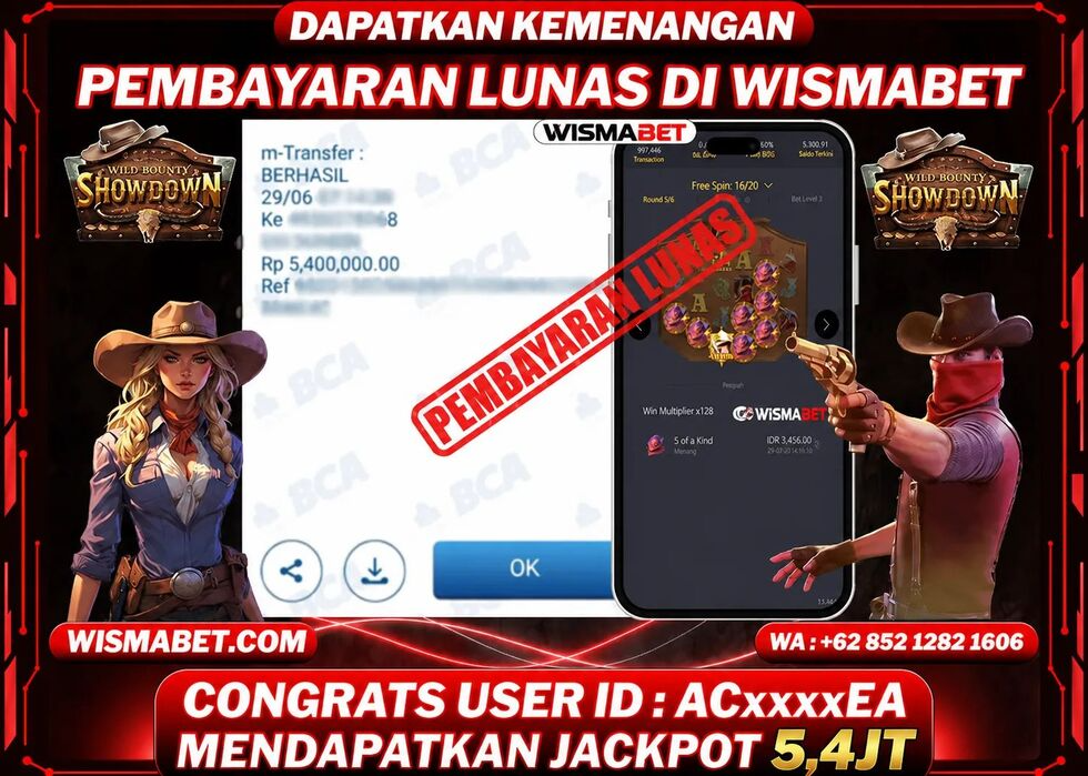 Wismabet - BUKTI KEMENANGAN Wild Bounty Showdown Rp5,400,000,- LUNAS