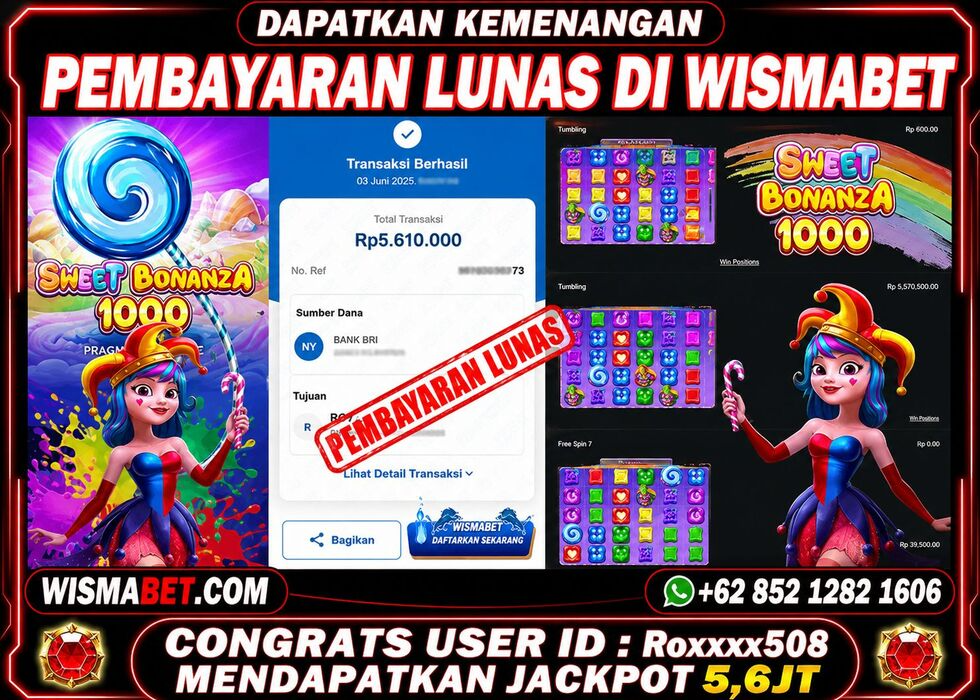 Wismabet - BUKTI KEMENANGAN Sweet Bonanza 1000 Dice Rp5,610,000,- LUNAS