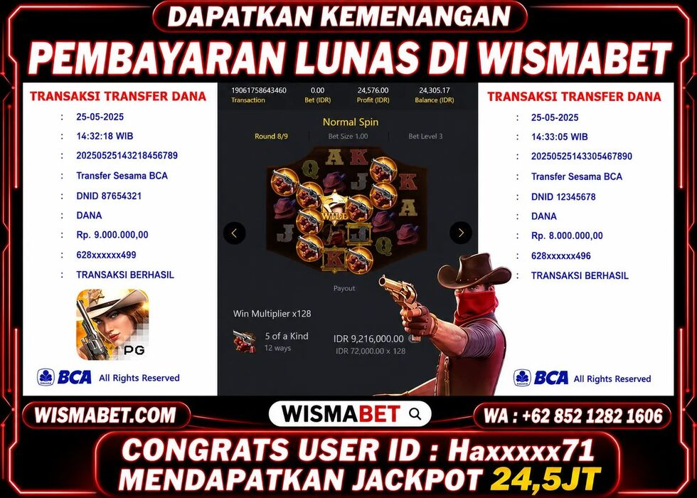 Wismabet - BUKTI KEMENANGAN JACKPOT Wild Bounty Showdown Rp24,576,000,- LUNAS